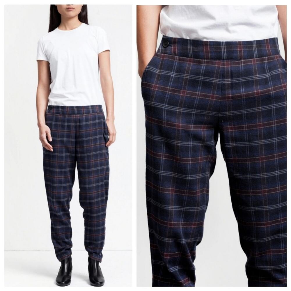 Thakoon Addition Plaid Pants Side Zip Ankle